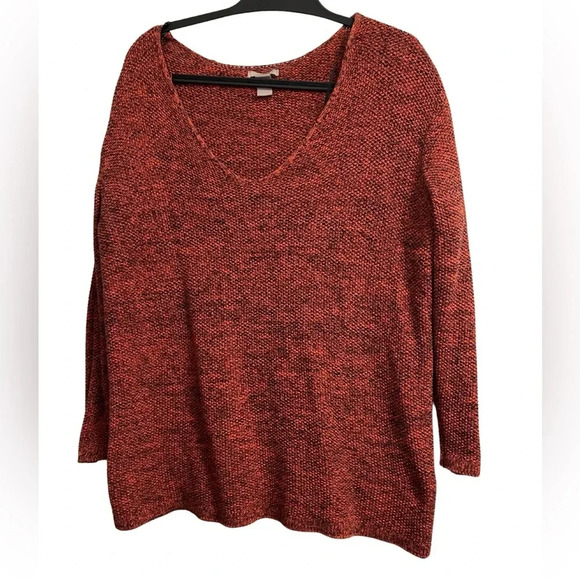 H&M Large Oversized V Neck Sweater in Black and Burnt Orange. Size Large. Baggy. - Picture 1 of 4